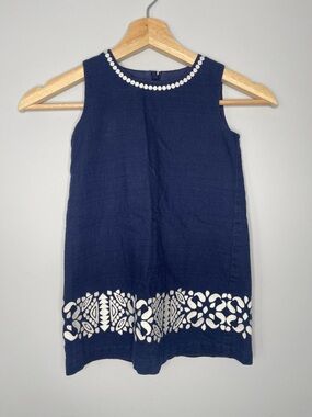 Girls 4T Vineyard Vines navy Blue Embroidered Sleeveless Dress -